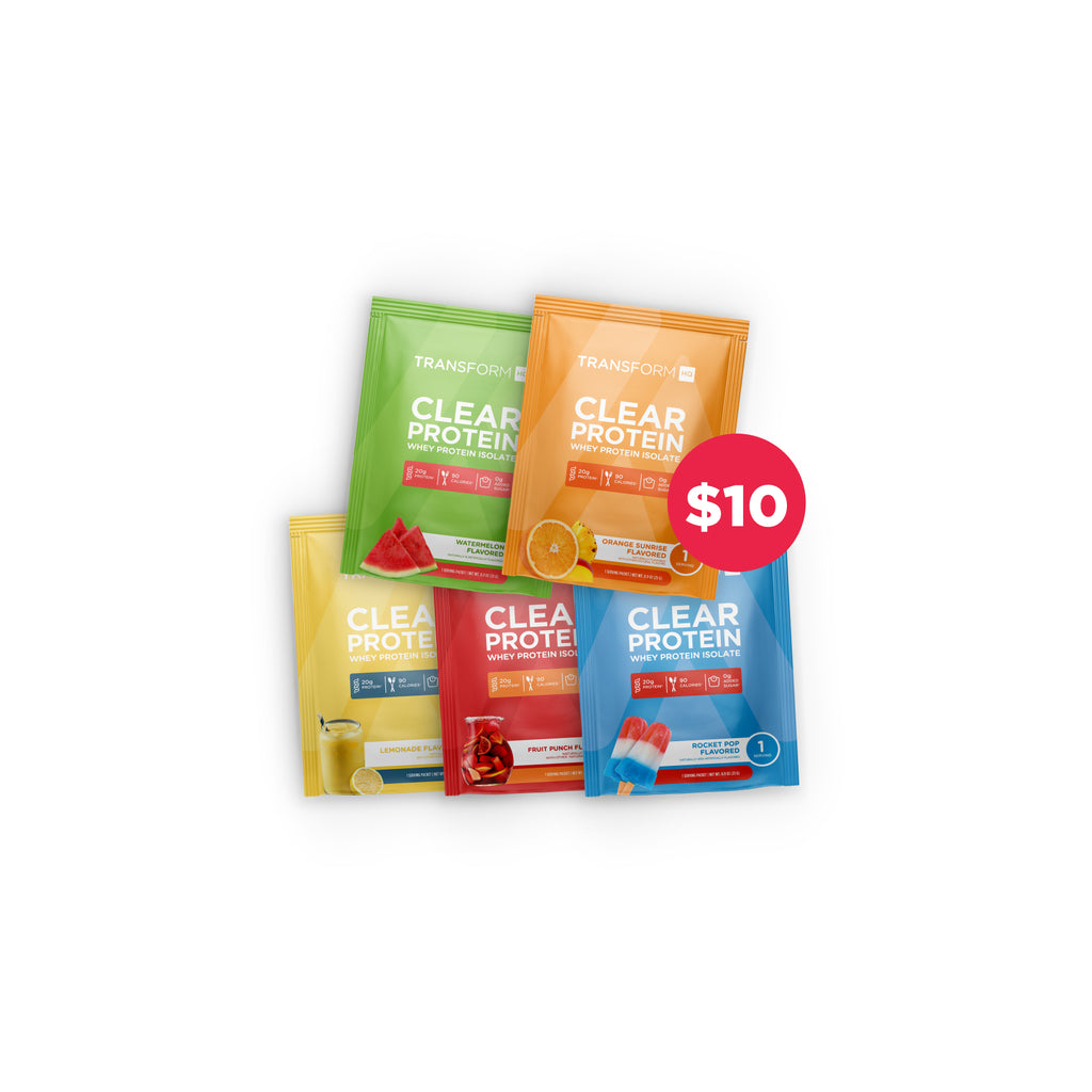 5 Clear Protein Shake Packs