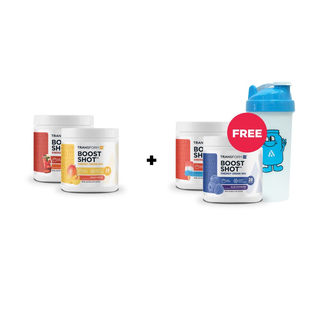 Buy 2 Boost Shots, Get 2 Boost Shots + Blue Mascot Shaker Free