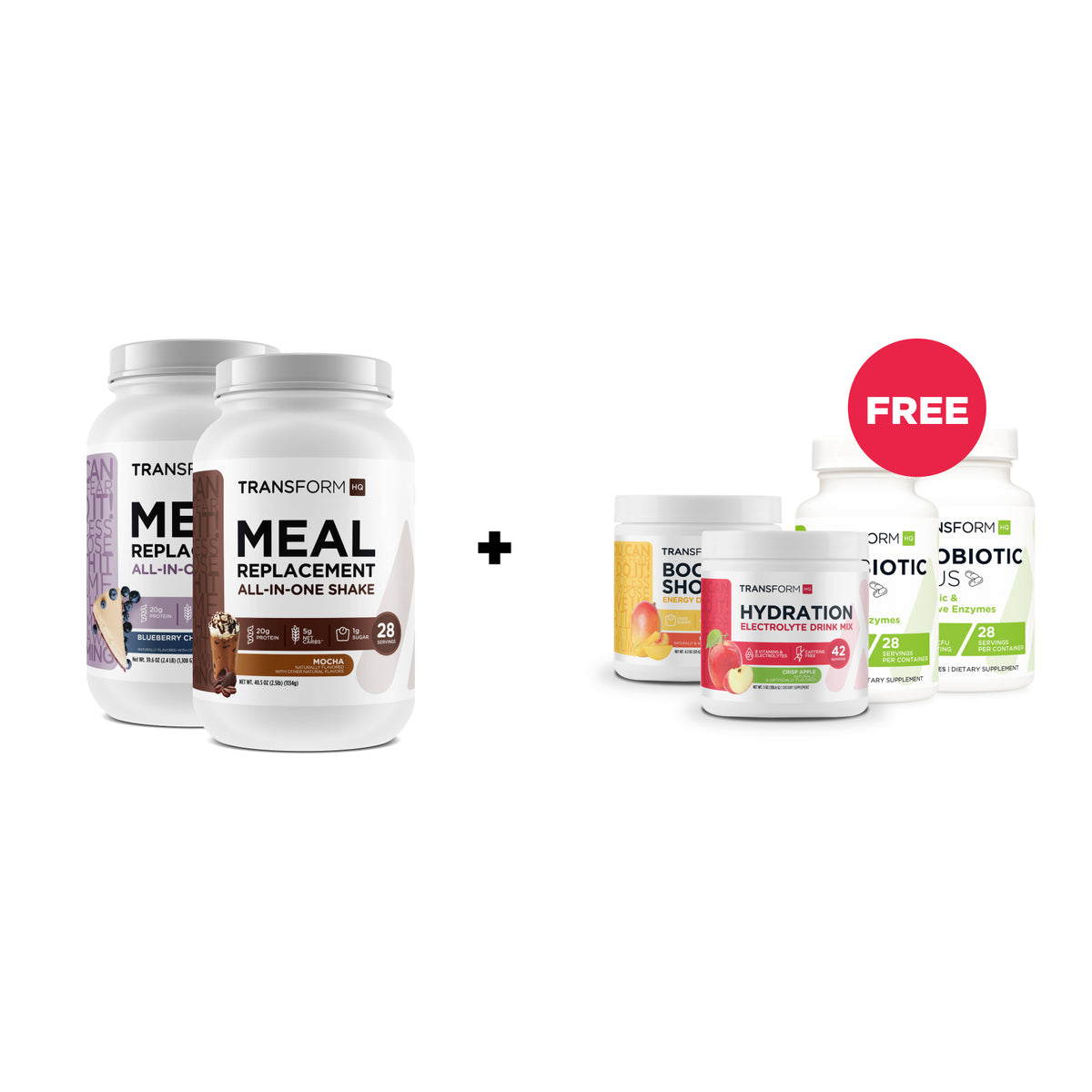 Buy 2 Shakes, Get Boost Shot, Hydration, and 2 Probiotic Plus Free