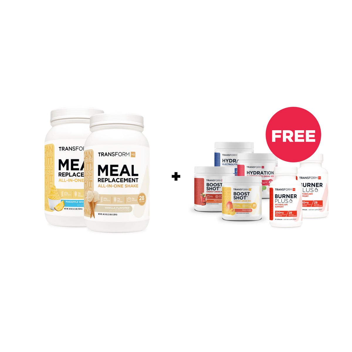 Buy 2 Shakes, Get 2 Boost Shots, 2 Hydrations & 2 Burner Plus Free