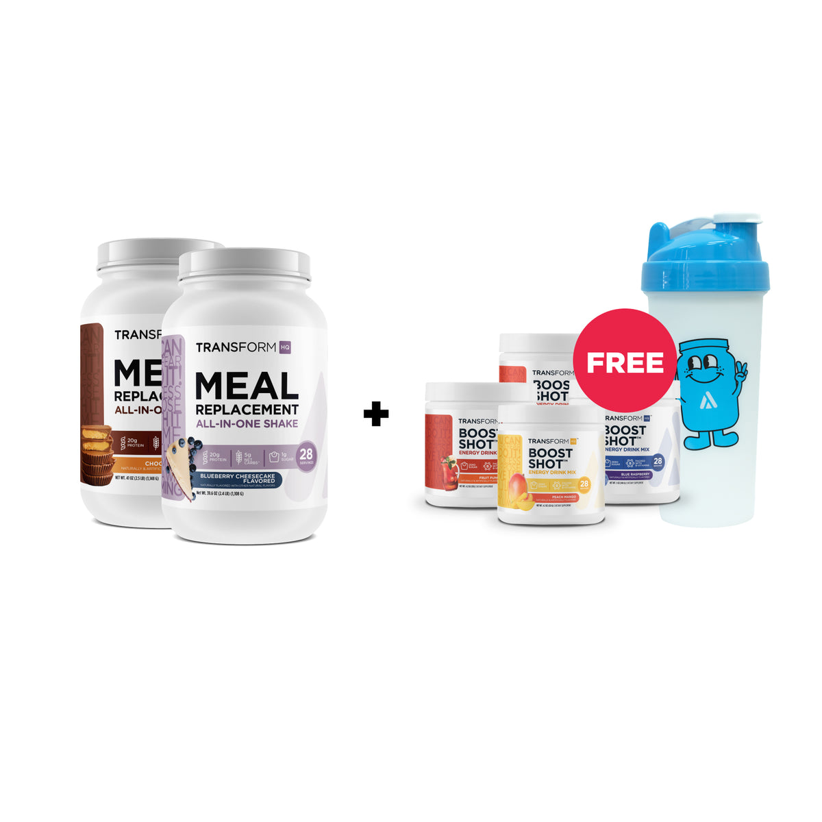 Buy 2 Shakes, Get 4 Boost Shots + Blue Mascot Shaker Free