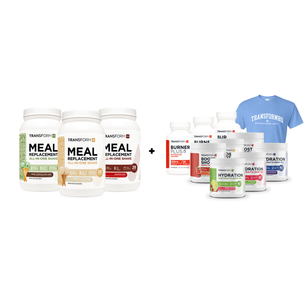 Buy 3 Shakes, Get 3 Boost Shots, 3 Hydrations, 3 Burner Plus & College T-Shirt Free