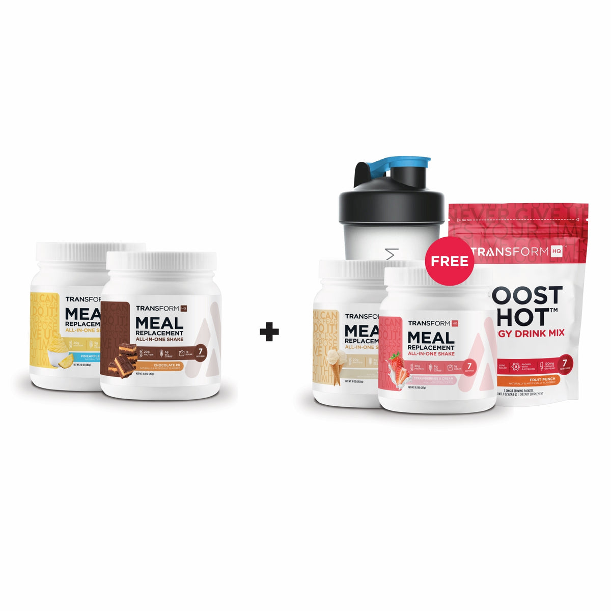 Buy 2 7-Serving Shakes, Get 2 7-Serving Shakes, Shaker, & 7-Serving Boost Shot Free