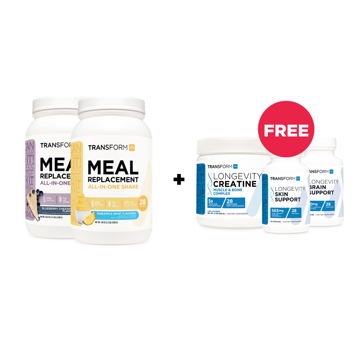 Buy 2 Shakes, Get Longevity Creatine, Skin Support, & Brain Support Free